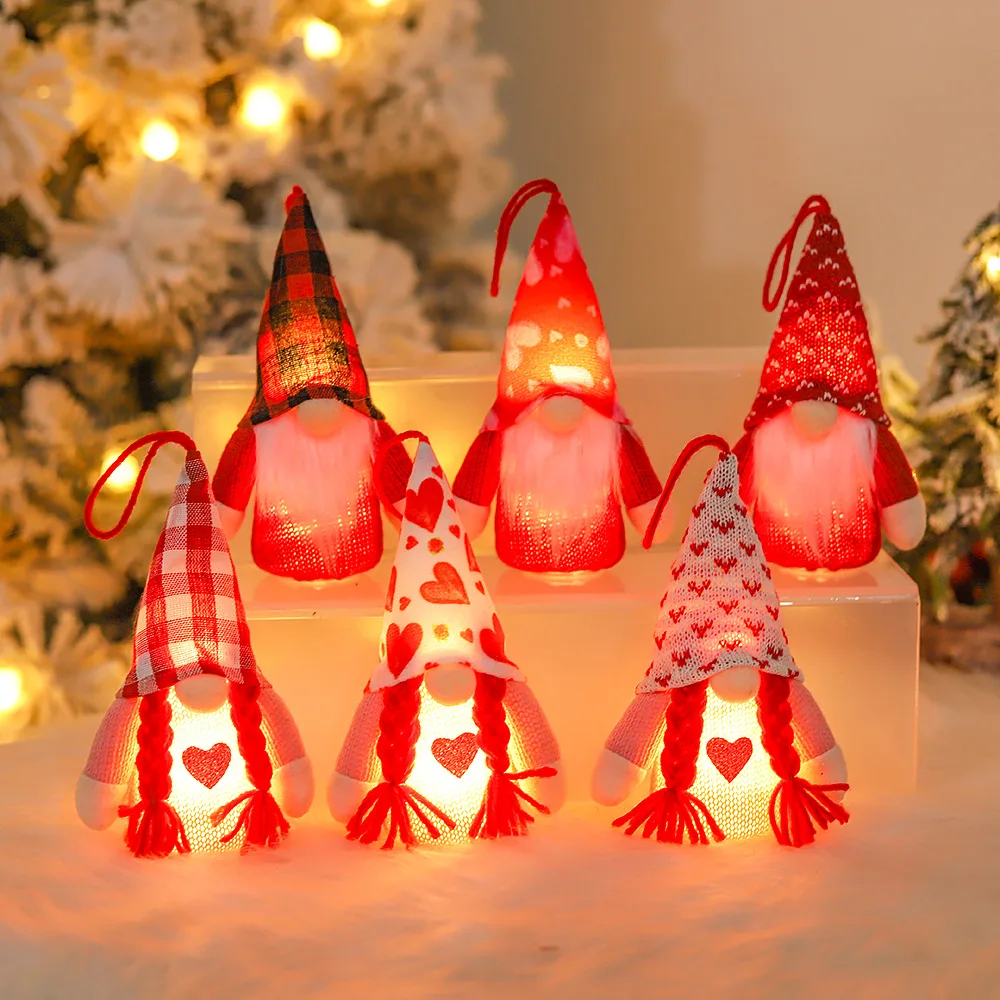 

Christmas Decorations with Lights Luminous Couple Forest Man Doll Faceless Doll Valentine's Day Shopping Mall Window Decoration
