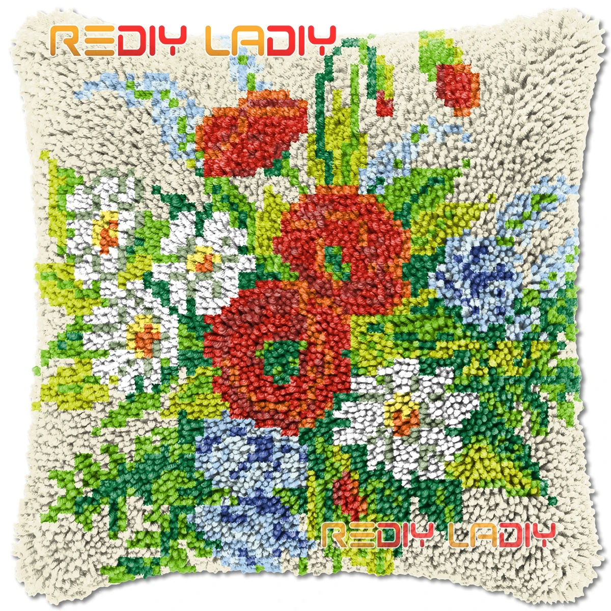 

Крюк с защелкой для подушек полевые цветы кружево Наборы не сужающийся книзу массивный акриловой пряжи вяжущие крючком Подушка Чехол декор...