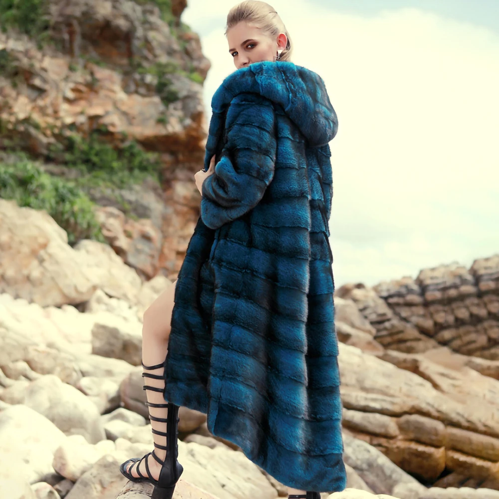 TOPFUR Natural Real Mink Fur Long Coat With Fur Hood Luxury Real Mink Fur Jackets High Street Customize Warm Female Overcoats