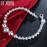 doteffil 925 sterling silver vary size full smooth bead chain bracelet 20cm for women girl wedding engagement jewelry