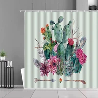 cactus flower shower curtains tropical plant leaf floral flamingo animal pattern bathroom curtain nordic home decor cloth screen