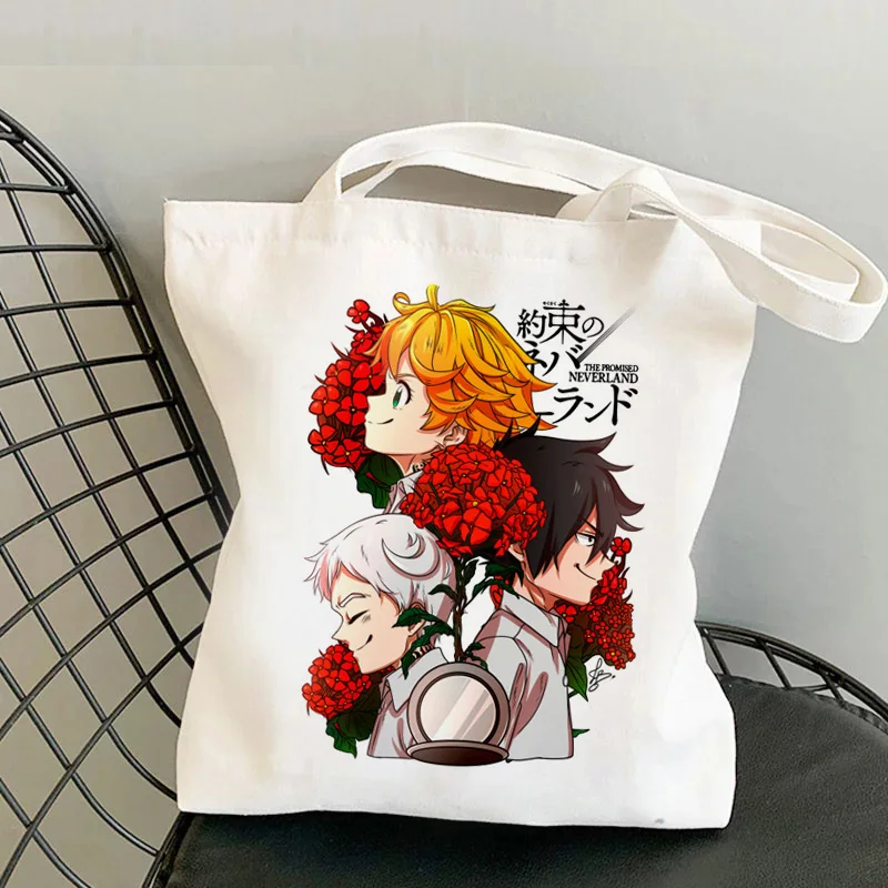 

the Promise Neverland shopping bag shopper bolsas de tela cotton bolso shopping bag reciclaje fabric foldable reusable grab