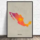 Мексиканская Акварельная карта, холст, настенный художественный принт, современный плакат, настенные картины, декор для гостиной