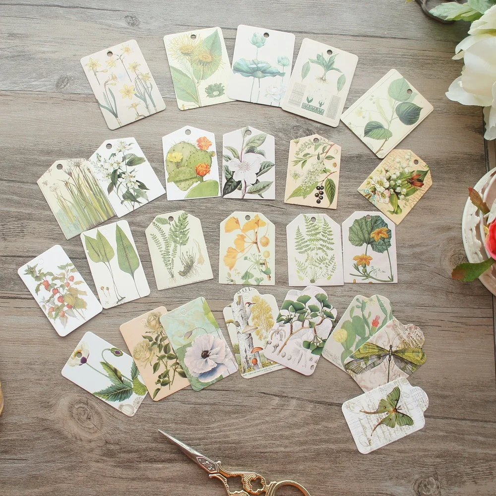 24 шт. Живой Цветок картина с изображением листьев дизайн мини бумажная бирка