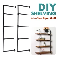 2pcs 234 tier industrial retro shelf furniture wall shelf bracket bookshelf hanging storage black iron pipe diy pipe shelves