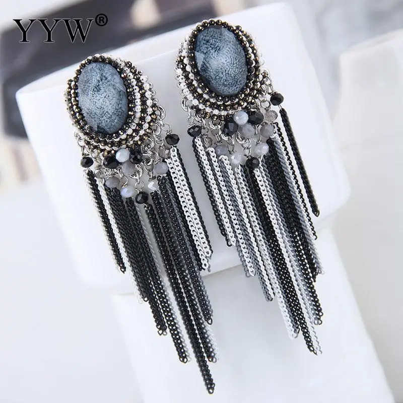 Европейский дизайн женские серьги с кисточками Висячие болтающиеся длинные