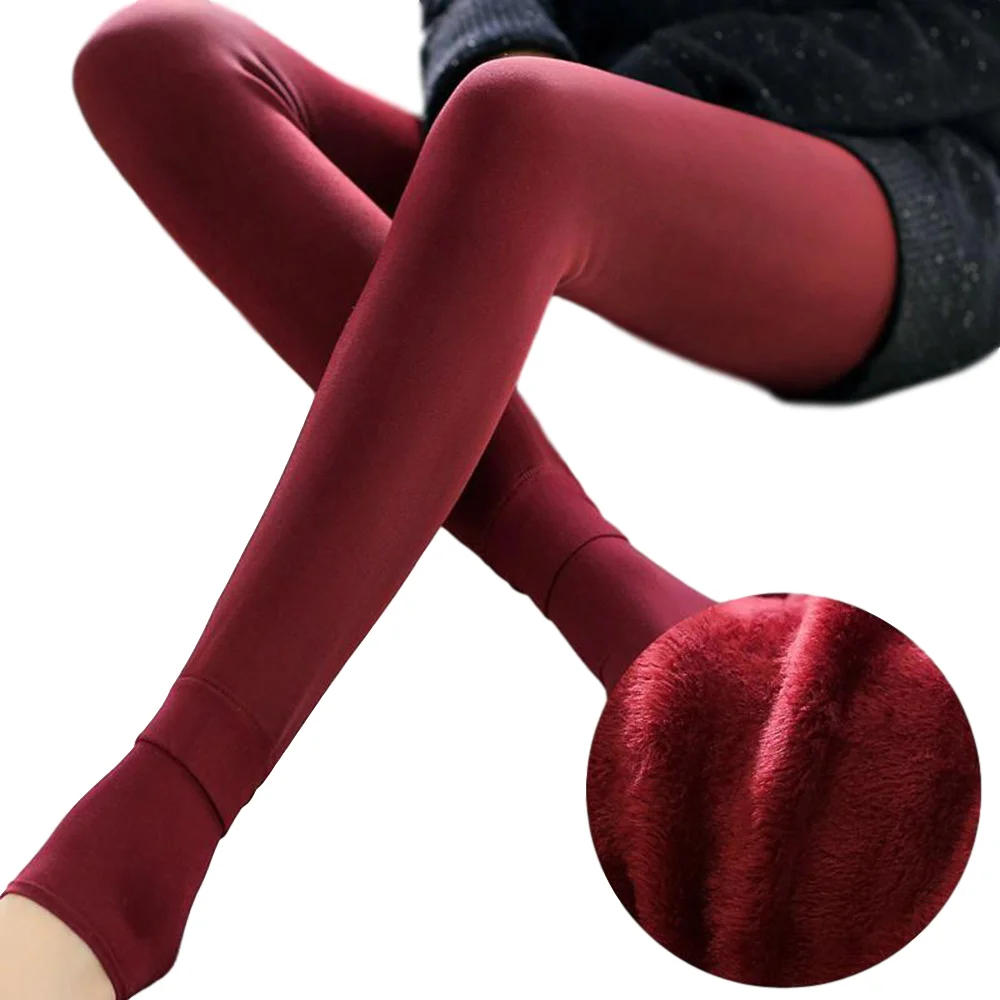 Теплые флисовые зимние эластичные леггинсы теплые бархатные облегающие