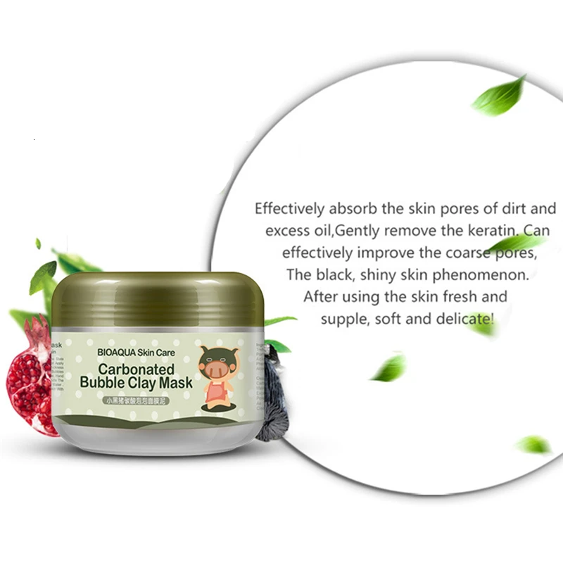 Black Pig Carbonated Bubble Clay Kawaii Face Mask Facial Cleaning Whitening Skin Moisturizing Anti Aging Care |