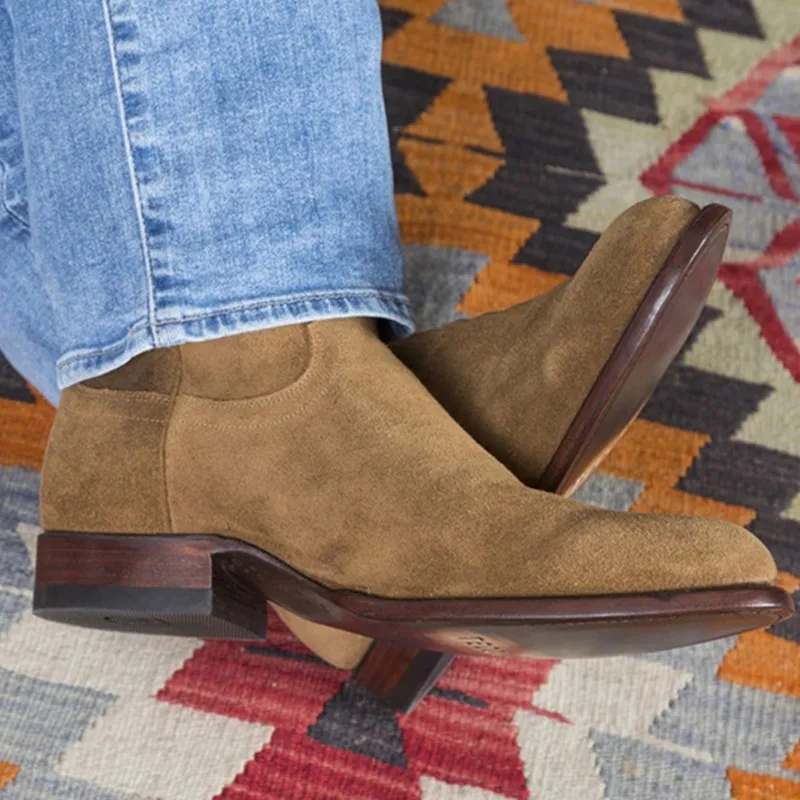 Мужские ковбойские ботинки в западном стиле рабочие до середины икры из флока