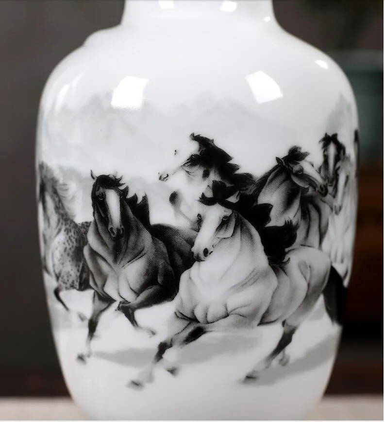 Китайская керамическая ваза фэн-шуй + тарелки для украшения стола гостиной