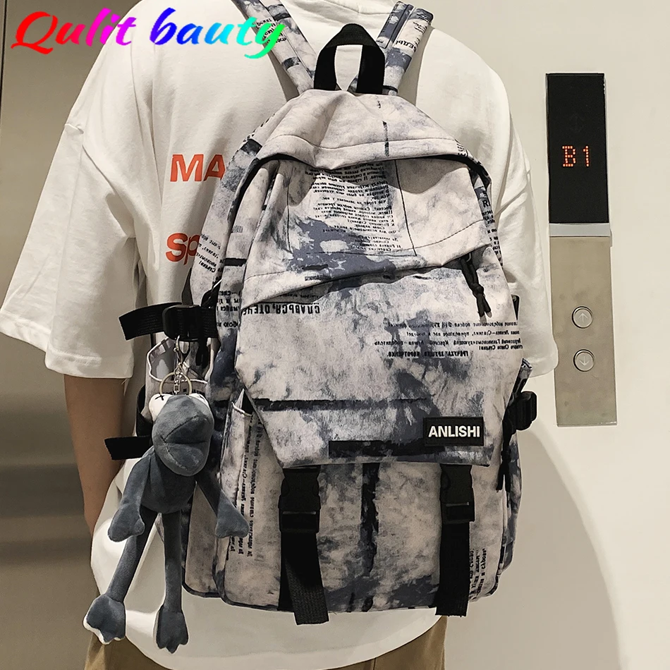 

High Quality Nylon Unisex Backpack for School Teenagers Girls Fashion Doodle Laptop Bag School Backpack for Women 2021 New Bag