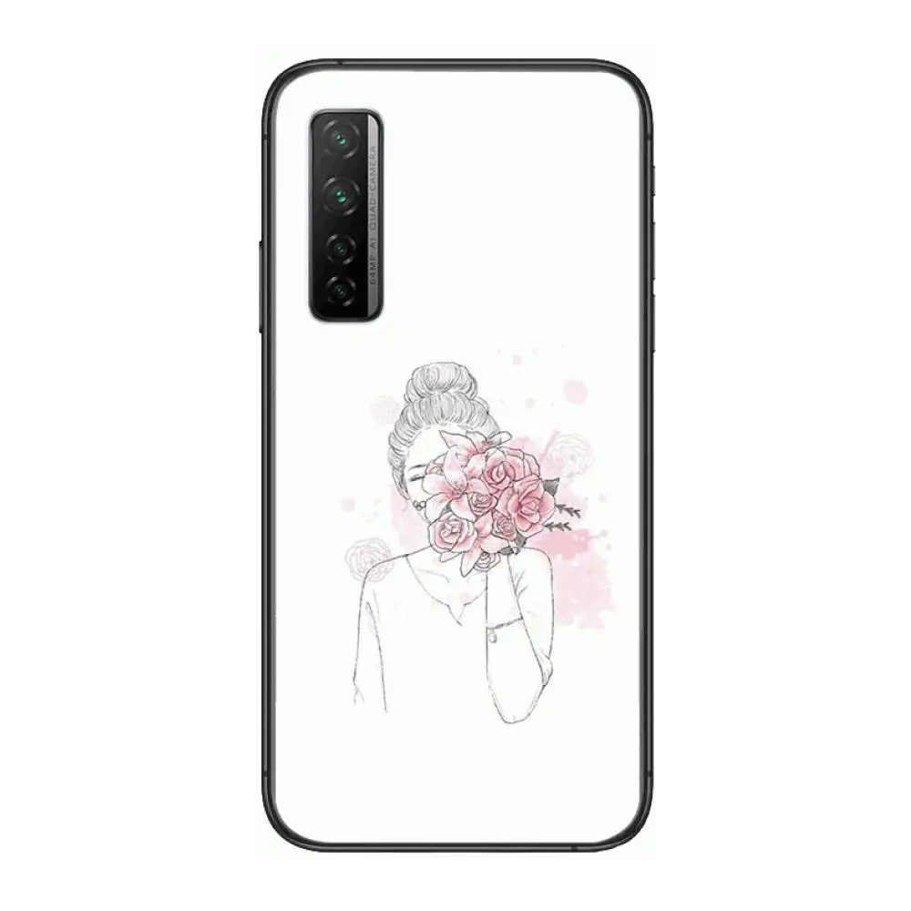 

Beautiful girl Phone Case For Huawei Nova p10 lite 7 6 5 4 3 Pro i p Smart ZBlack Etui 3D Coque Painting Hoesje