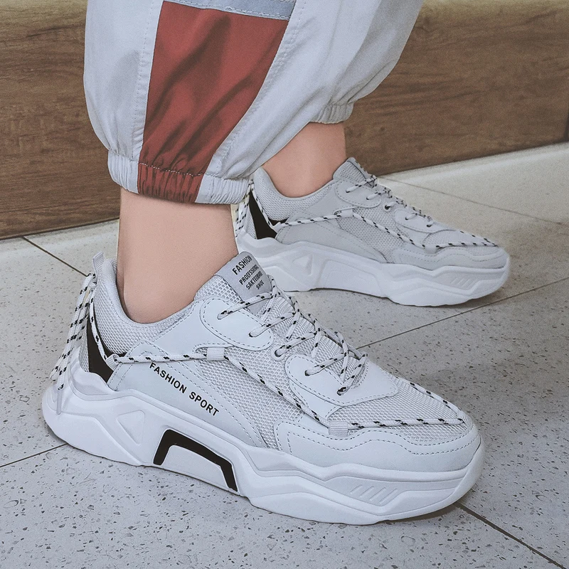 

Outdoor Sneakers Men Running Shoes Breathable PU Lace-Up Shoes Men Lightweight Training Zapatos Hombre