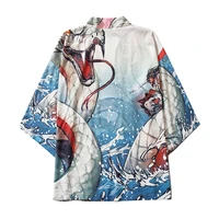 spring male samurai costume haori obi beach couple printed lovers kimono yukata mens cardigan japanese streetwear jacket