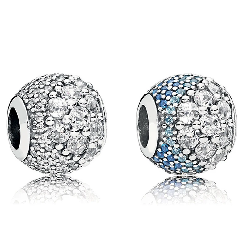 

Fits for Europe Charms Bracelets 925 Sterling Silver Clear Blue Enchanted Pavé Charm Charm Beads Women Fine Jewelry Gift