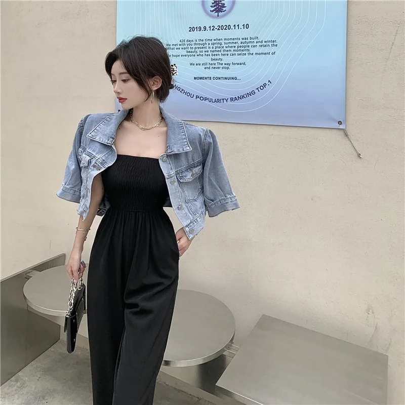 Комбинезон женский эластичный простые однотонные брюки в полную длину с