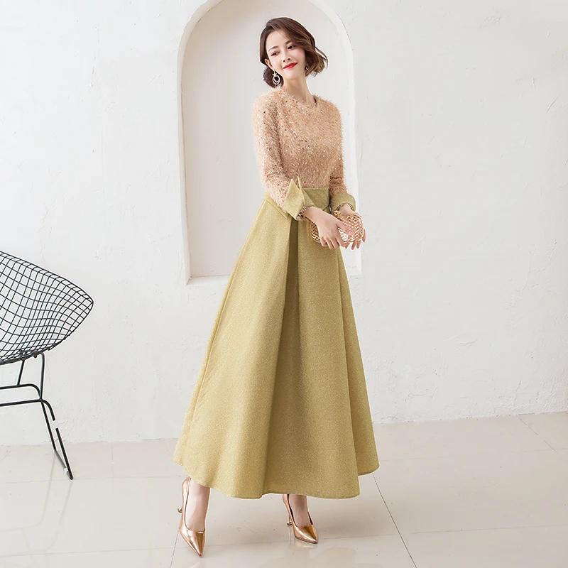 Женское длинное вечернее вечерние платье элегантное с О-образным вырезом cheongsam