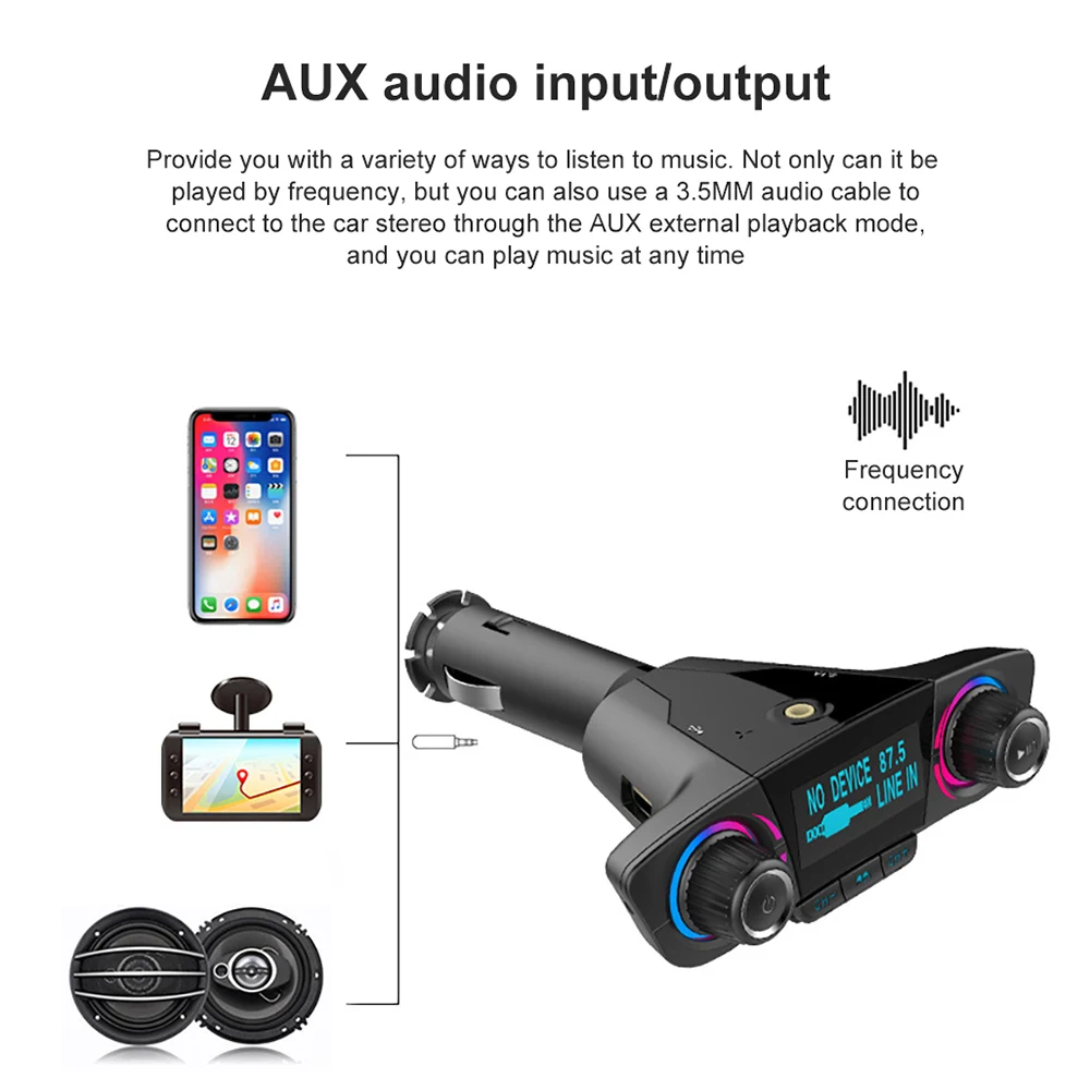 

AOSHIKE Car Radio 12V 24V QC3.0 Bluetooth 4.0 Charger MP3 Player Decoder Chip FM Transmitter AUX Stereo Receiver USB Support TF