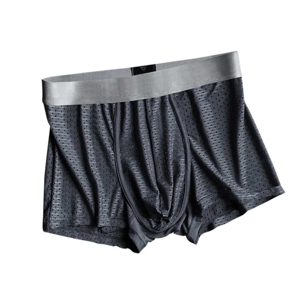 Dark Gray Стиль мужские нижнее белье мужские мягкие трусы Сексуальное Серебряное антибактериальное нижнее белье из ледяного шелка дышащее нижнее белье - Цвет: Dark Gray