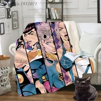 new jojo bizarre adventure printed fleece blanket for beds thick quilt fashion bedspread sherpa throw blanket adults kids 06