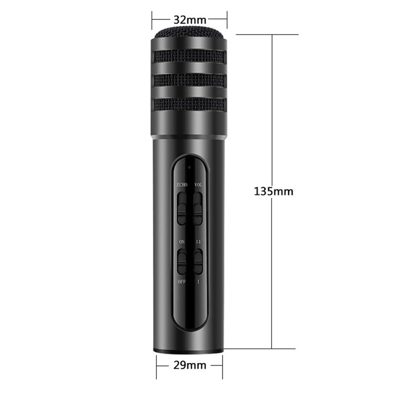 

C6 Microphone Handheld Condenser Microphone Rechargeable Phone Computer Microphone for Live Broadcast, Singing