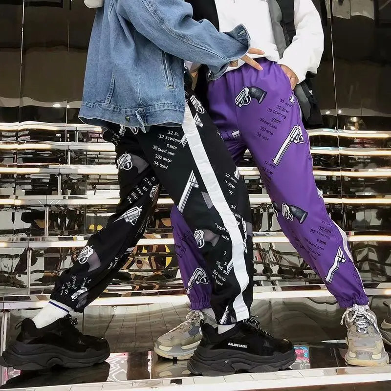 Мужские брюки-карандаш в стиле хип-хоп повседневные штаны с графическим принтом