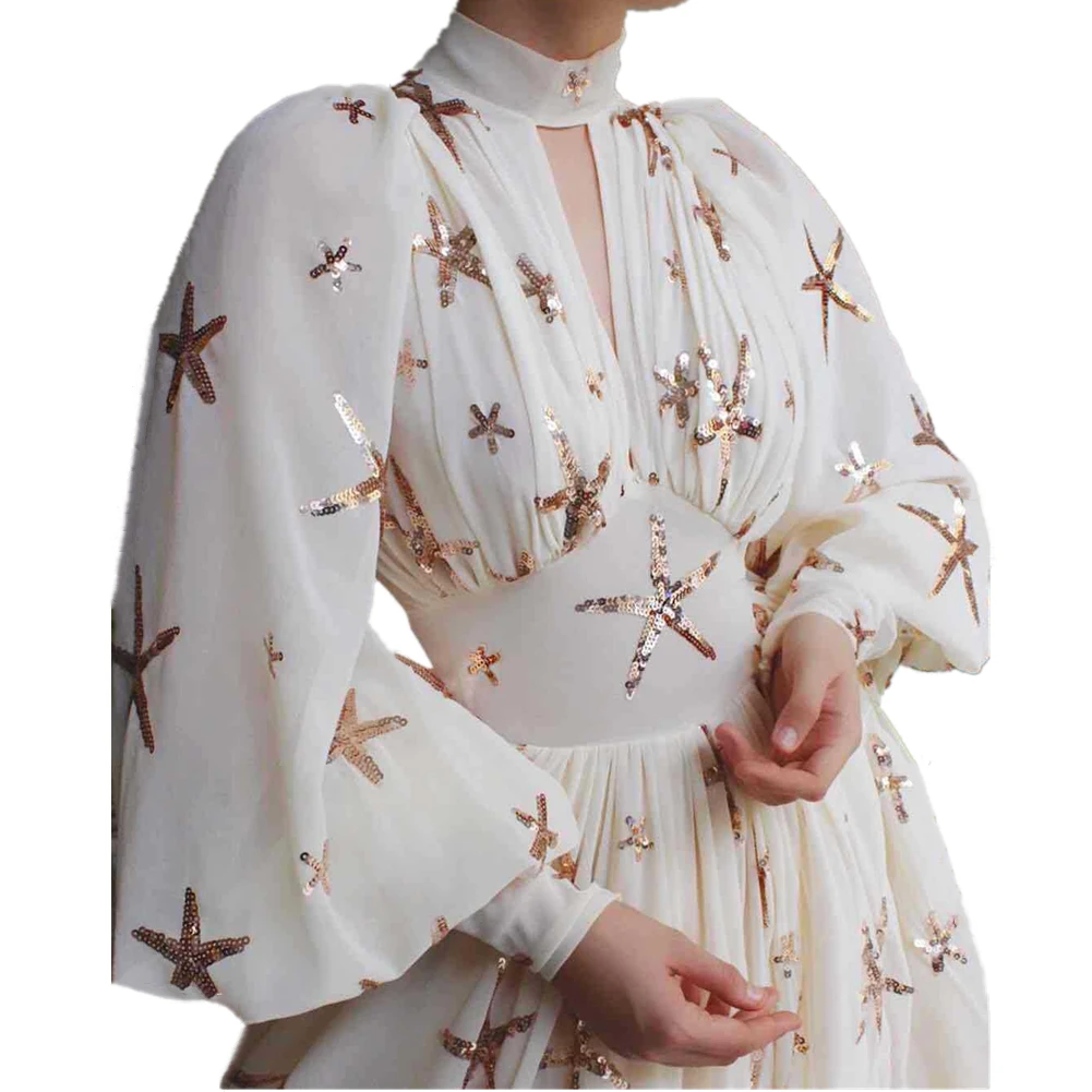 

Women Summer Long Puff Sleeve Party Elegant Dress Sexy Split Maxi Floor Dress Women Vestidos