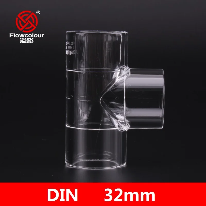 

Transparent Acrylic Tee 32mm Plastic Hard Three Way Clear Acrylic For Fish Tank Acrylic Pools