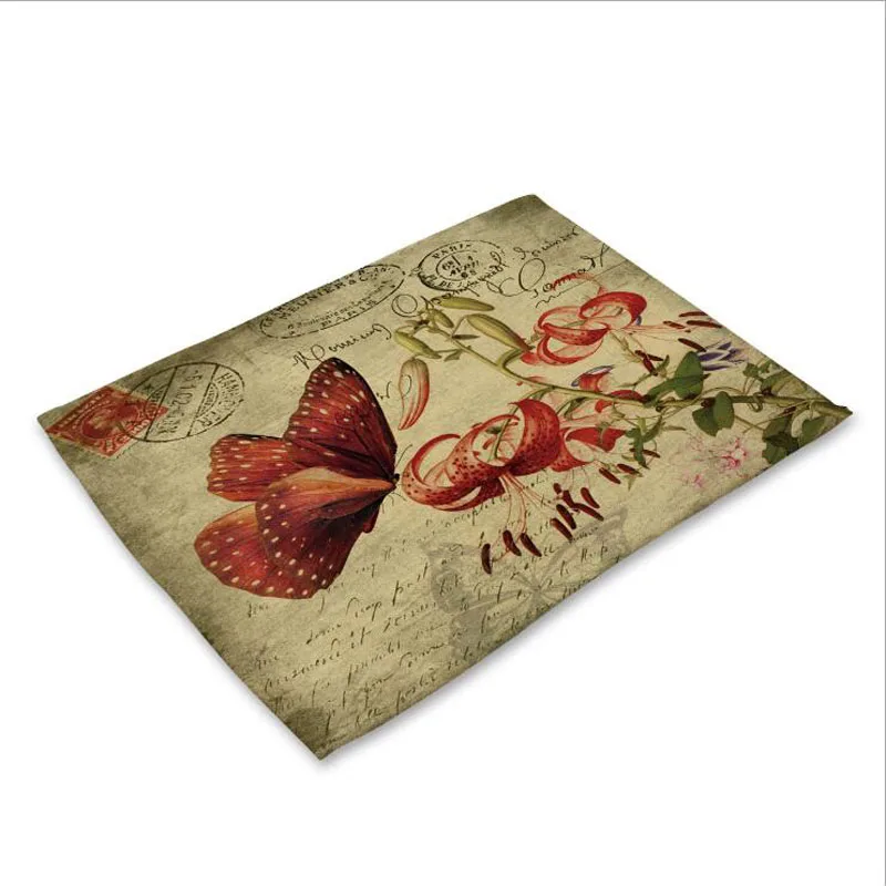 Птиц и цветов Столовых коврик из ткани украшение стола Кухня Posavasos Manteles individuales