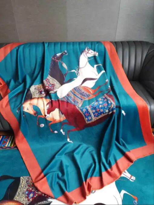 Персидское роскошное фланелевое одеяло с принтом лошади двустороннее толстое