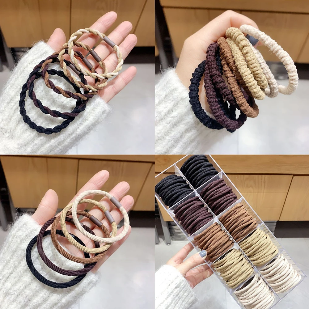 

5PCS High Elastic Hair Bands Ponytail Holder Rubber Bands Women Girls Basic Nylon Hair Ties Rope Scrunchies Hair Accessories Set