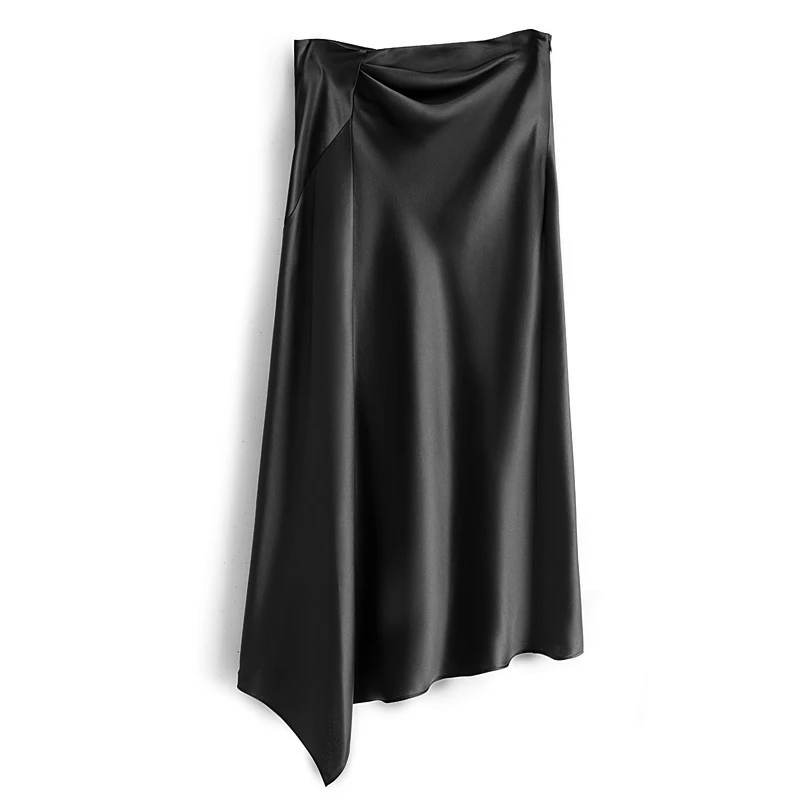 Женская атласная Асимметричная длинная юбка элегантная привлекательная