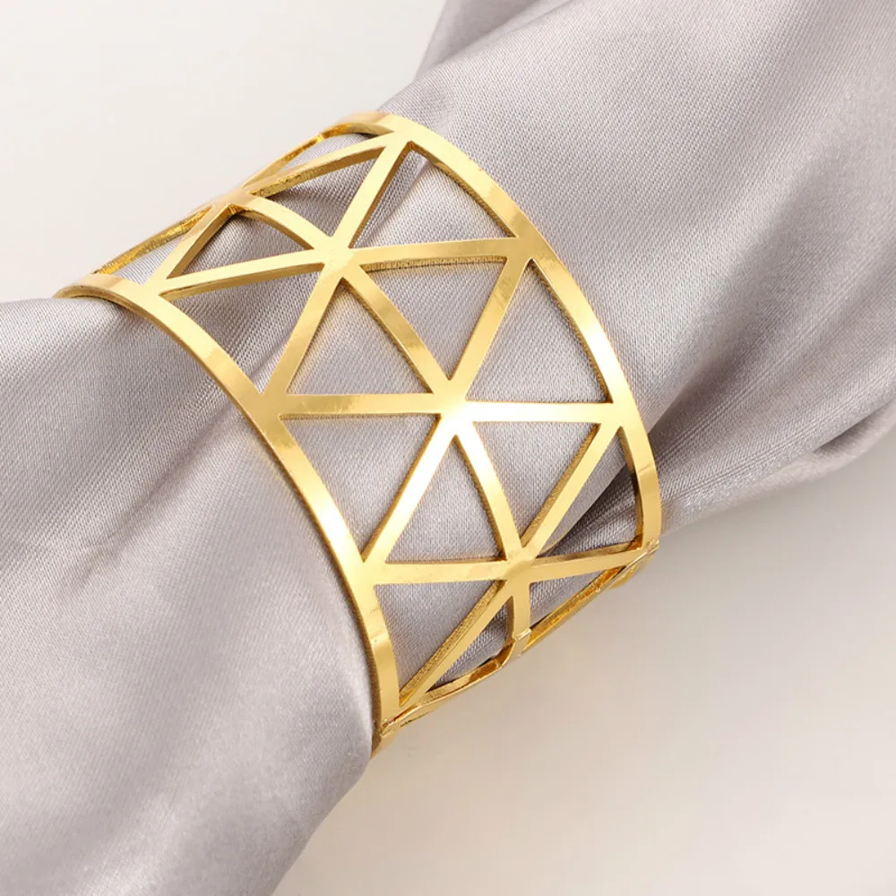 

Gold Silver Napkin Rings Wedding Party Table Art Decoration Towel Dinner Napkin Hollow Buckle Home Table Decoration