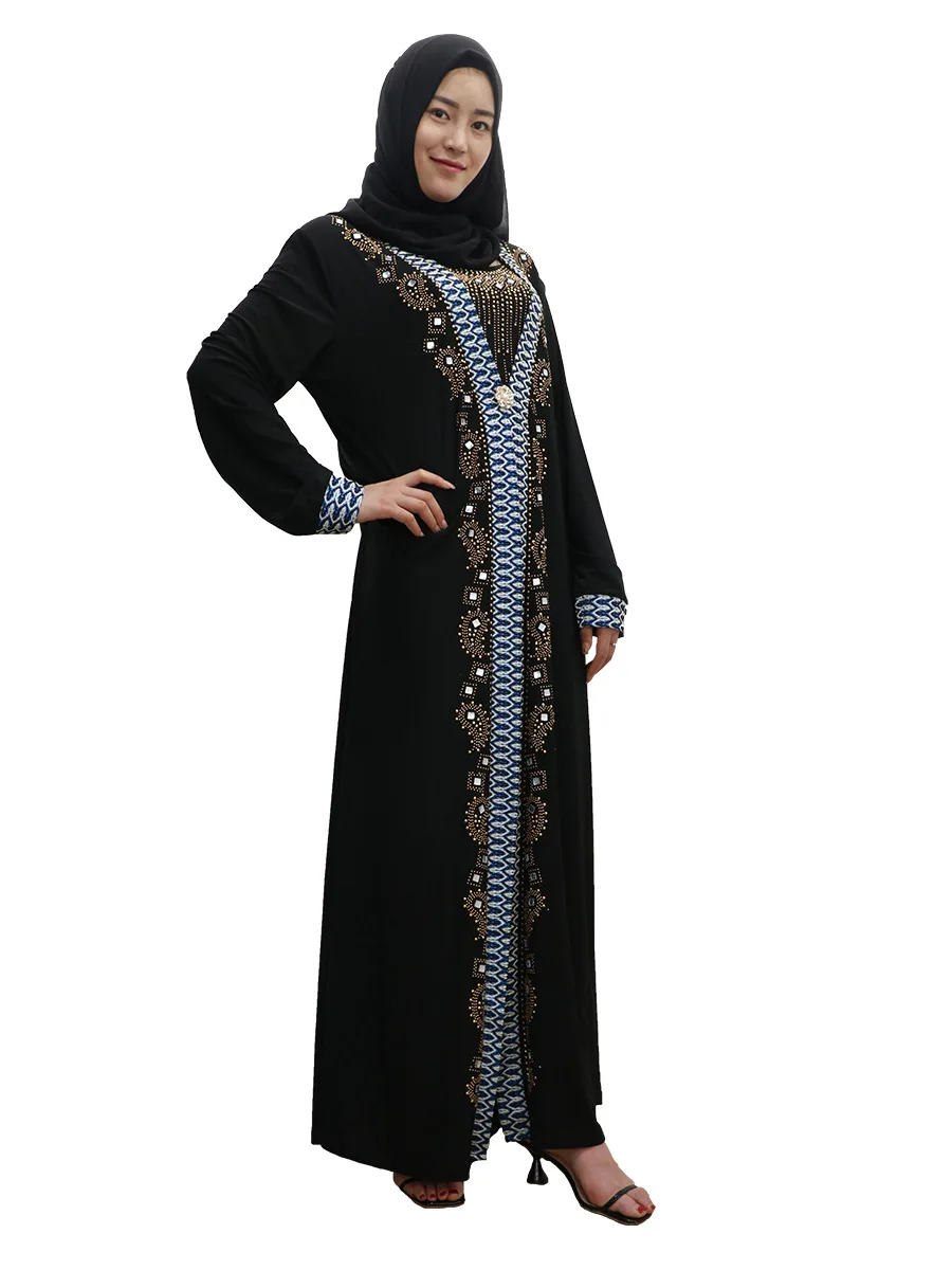 

Dubai Arab Islam Abaya Women Muslim Long Dress Sequin Beading Kaftan Robes Elegant Splice Maxi Dresses Islamic Clothing Caftan