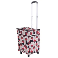 collapsible reusable trolley shopping bag waterproof foldable utility cart with telescoping handle and wheels for women laundry