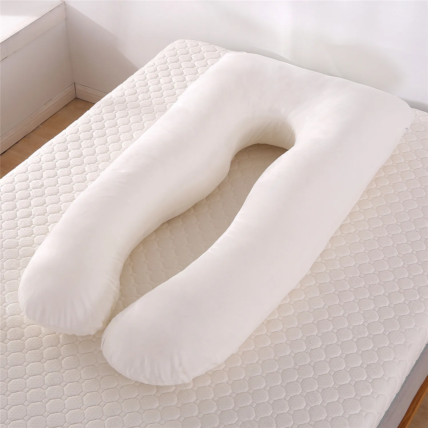 Plush White Прямая поставка, подушка для сна для беременных женщин, плюшевая наволочка, u-образная Подушка для беременных - Цвет: Plush White