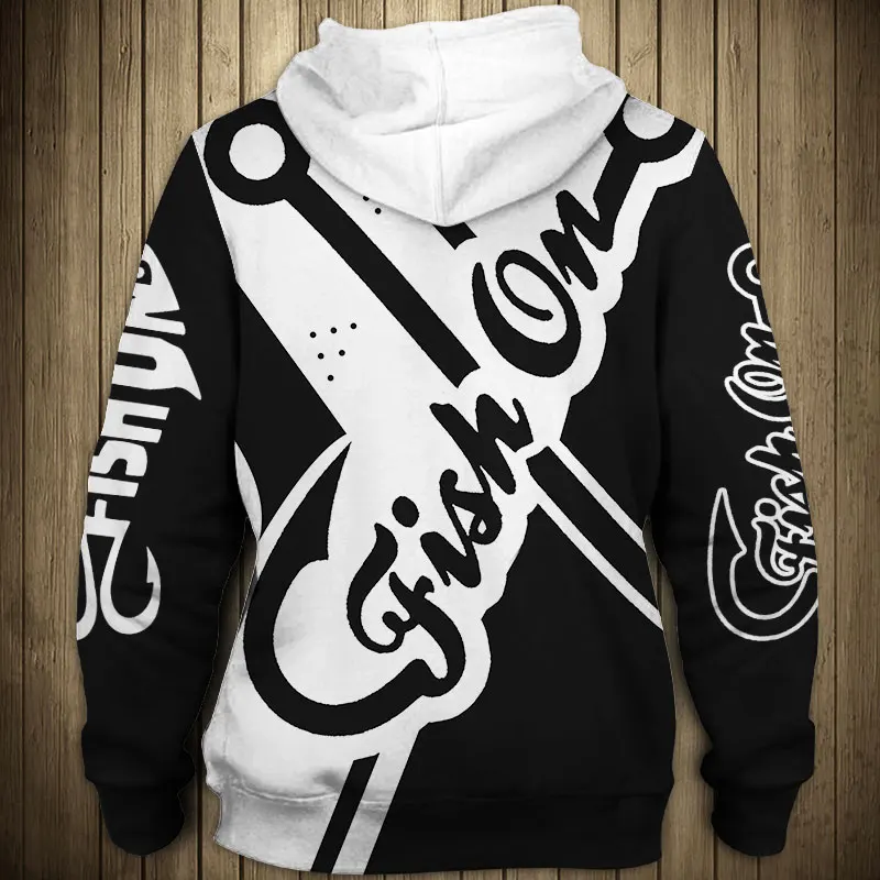 

Abstract Fish Hook Graffiti Print Casual Fishing Hoodie