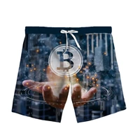 new fashion finance 3d print bitcoin woman men summer beach loose shorts casual pants polyester v20