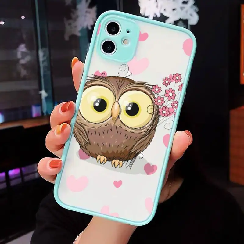 

Cartoon Cute Owl family Phone Cases matte transparent For iphone 7 8 11 12 plus mini x xs xr pro max cover