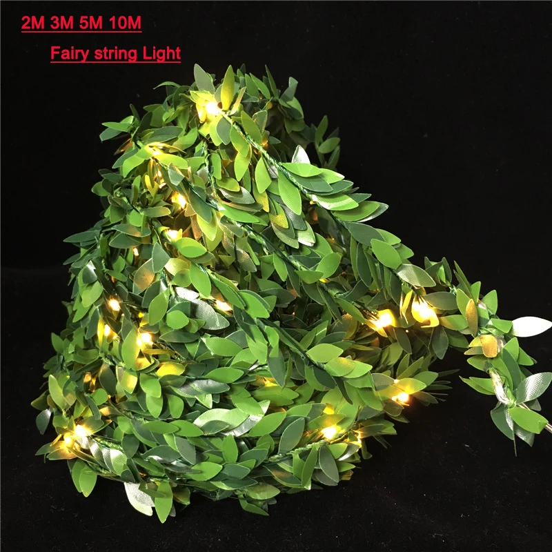 Светодиодный лист плюща гирлянды сказочные свадебные огни AA батарея работает