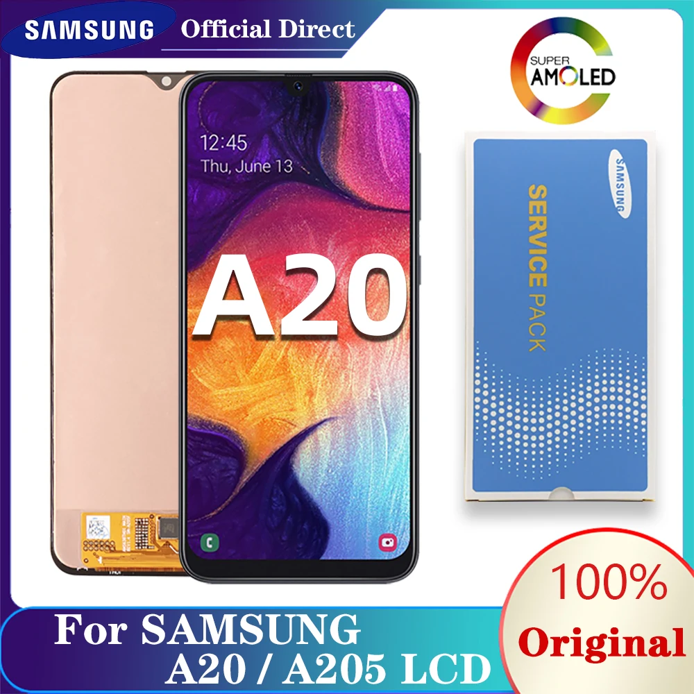 100% Оригинальный 6 4 ''ЖК-дисплей для SAMSUNG Galaxy A20 A205 SM-A205F дисплей сенсорный экран