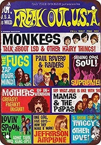 

Lplpol 1967 Freak Out Magazine Monkees Vintage Metal Signs Inch 8" x 12"