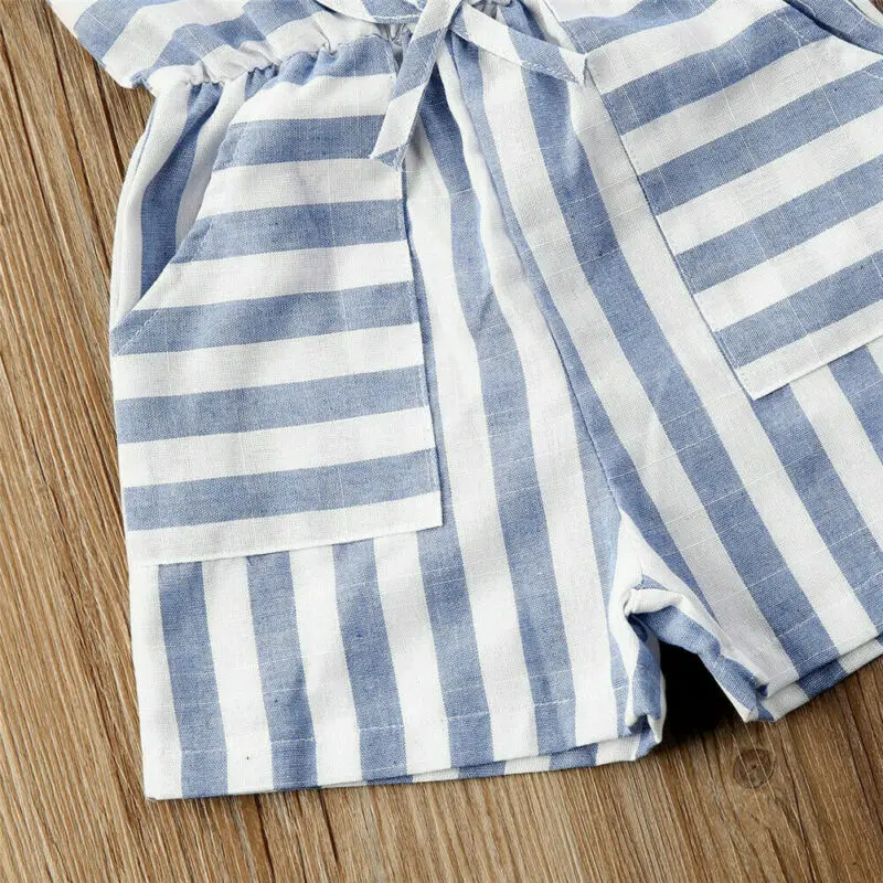 

Canis Summer Casual Kid Baby Girl Stripe Clothes Sleeveless Romper Jumpsuit Outfit Sunsuit Cute Clothes