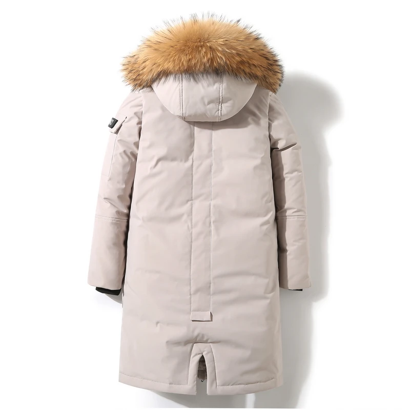 New Men's White Duck Down Jacket Outdoor Winter Ski Wear Fashion Thick Warm Cold-Proof Hooded Breathable Long Down Jacket Men