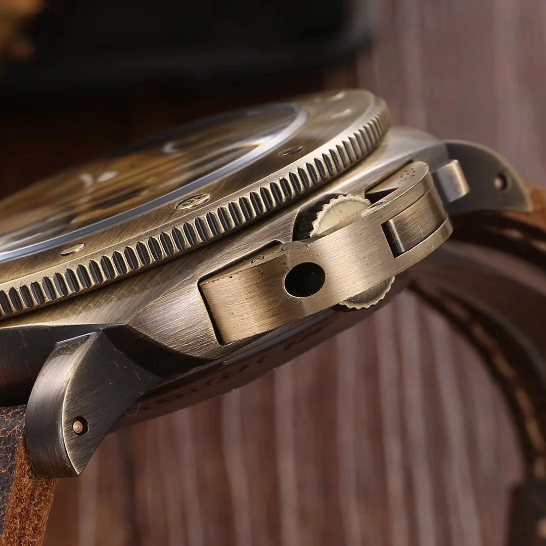 

Classic New Men Automatic Mechanical Sapphire Bronze Navy Green Brown Leather 3 Days Watch Luminous 47mm Silver Watches AAA