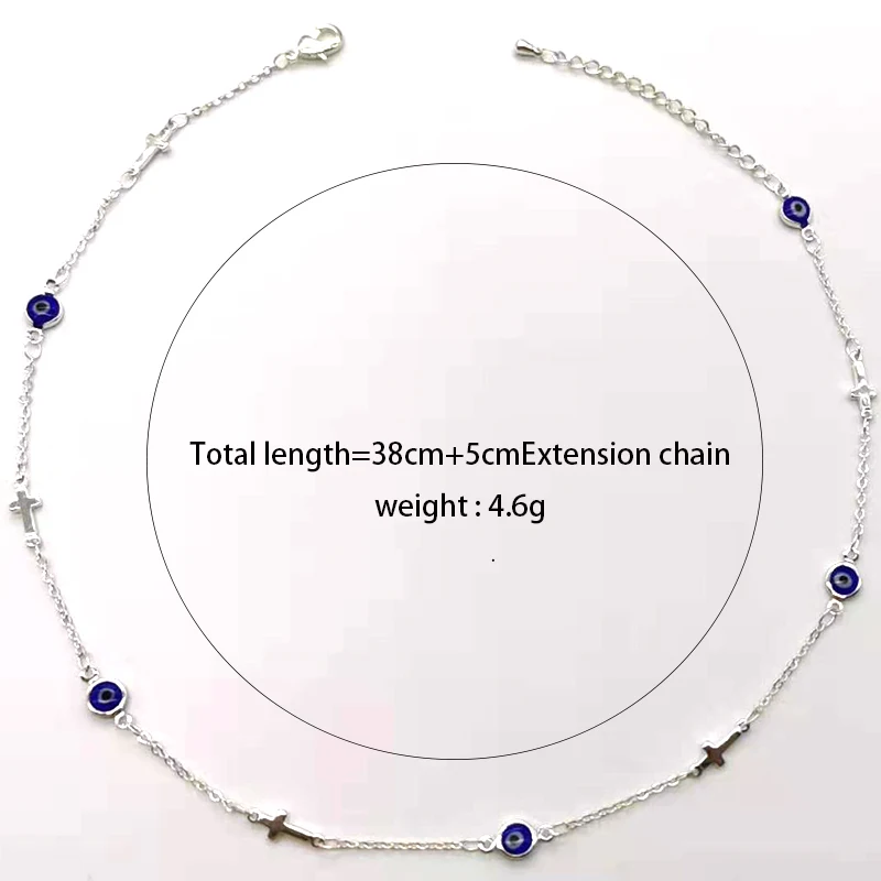 

European and American cross-border jewelry light luxury simple retro national wind eyes cross pendant necklace