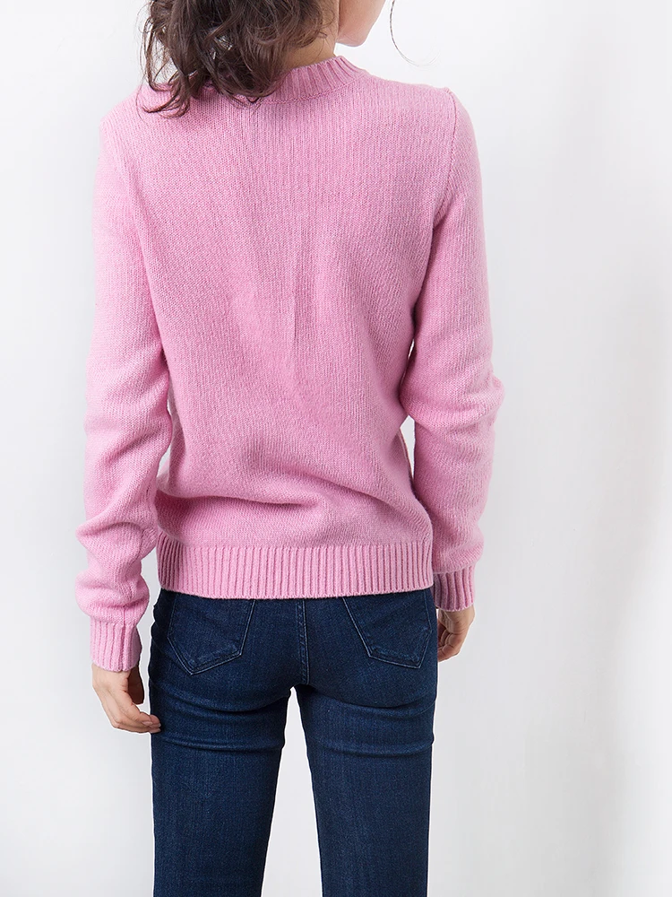 Милый вязаный свитер для женщин 2020 Новый контрастный Жаккардовый трикотажный