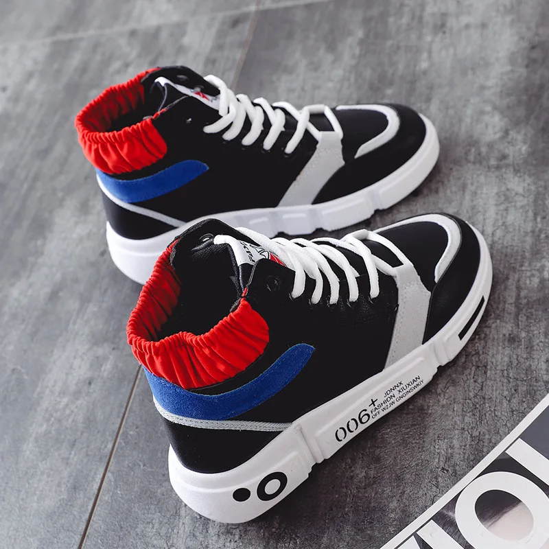 

high top casual shoes women autumn flat bottom leather all-match women's white shoes women's shoes leather sneakers