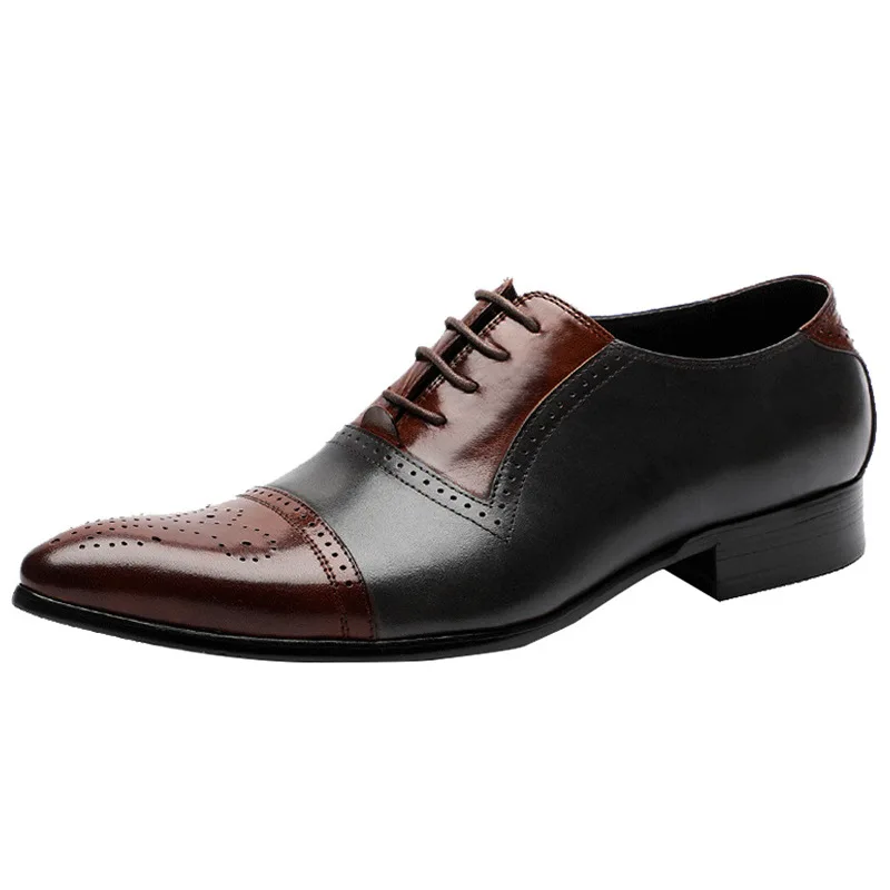 

Autumn Breathable Dress Shoes Lace Up Large Size Wedding Shoes Men's Carved Brooch Cowhide Men's Business Shoes KV025