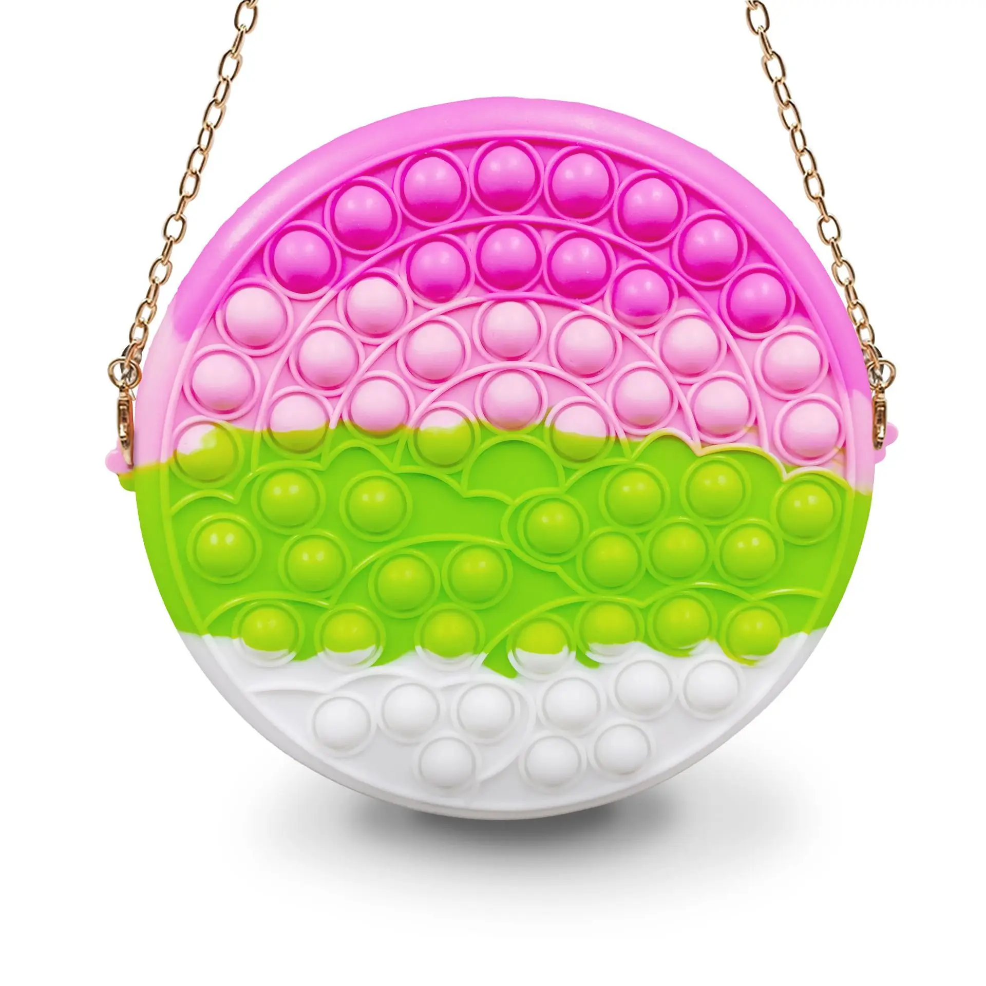 

kawaii rainbow round shape fidget purse rainbow hologram clutch purse silicone jelly rainbow tie dye purse for girls